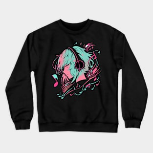 dj girl - anime style Crewneck Sweatshirt